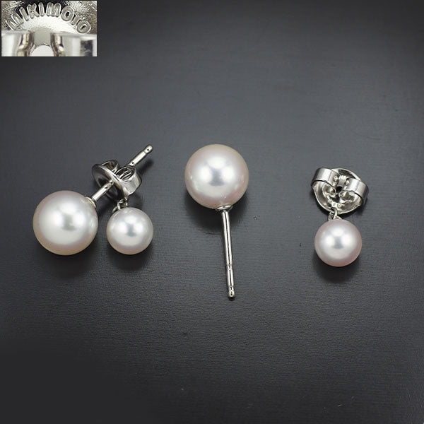 ミキモト K18WG アコヤ真珠 ピアス 径約5.5-7.5mm