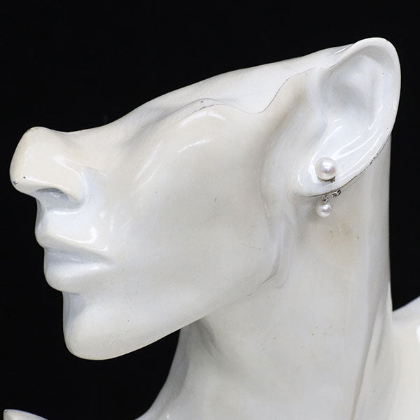 ミキモト K18WG アコヤ真珠 ピアス 径約5.5-7.5mm