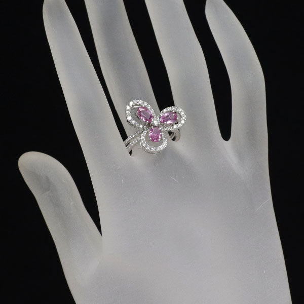 Pt900 ピンクサファイア ダイヤモンド リング 1.81ct D0.90ct フラワー