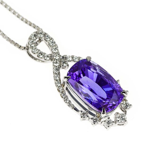 Pt900/Pt850 タンザナイト ダイヤモンド ペンダントネックレス 7.10ct D0.45ct