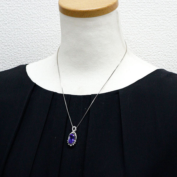 Pt900/Pt850 タンザナイト ダイヤモンド ペンダントネックレス 7.10ct D0.45ct