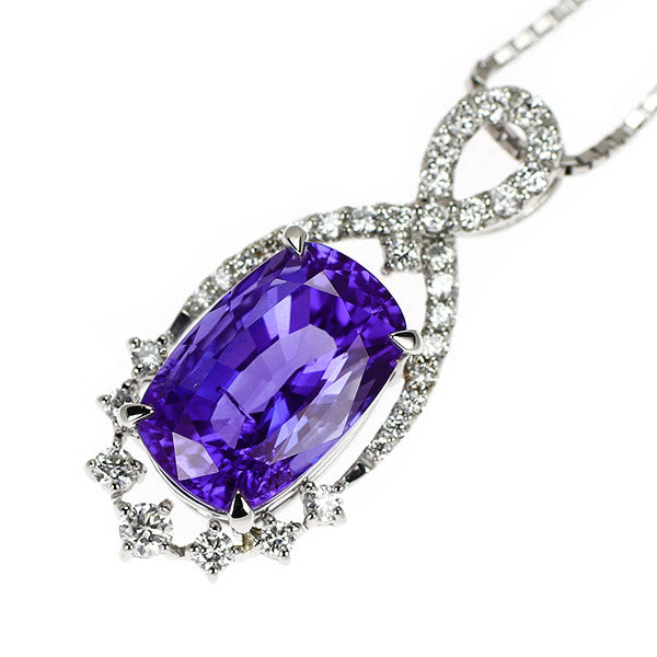Pt900/Pt850 タンザナイト ダイヤモンド ペンダントネックレス 7.10ct D0.45ct