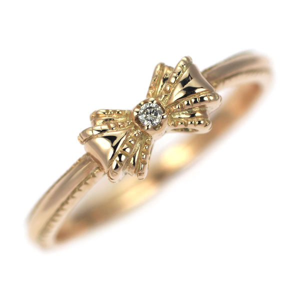アガット K10PG ダイヤモンド リング 0.014ct リボン