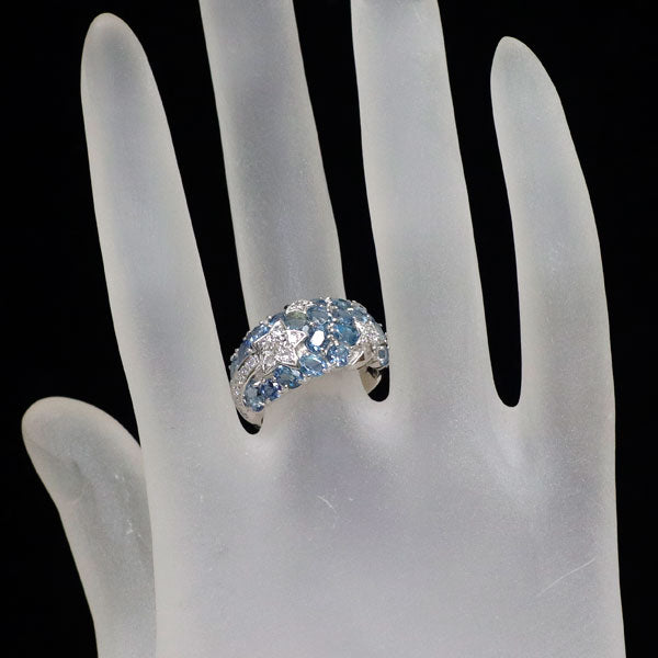 Pt900 アクアマリン ダイヤモンド リング 1.69ct D0.25ct スター 流れ星