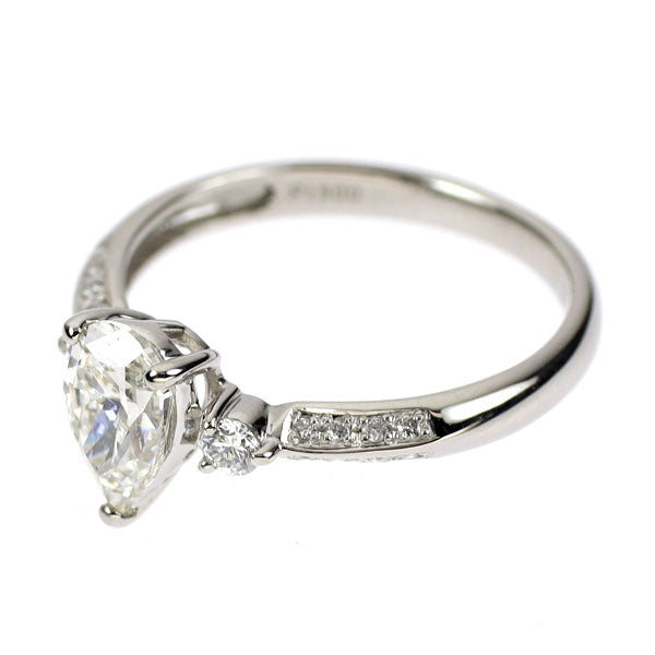 Pt900 ペアシェイプ ダイヤモンド リング 1.008ct J VS2 G/G D0.18ct