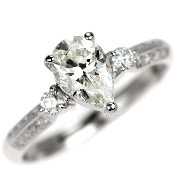 Pt900 ペアシェイプ ダイヤモンド リング 1.008ct J VS2 G/G D0.18ct