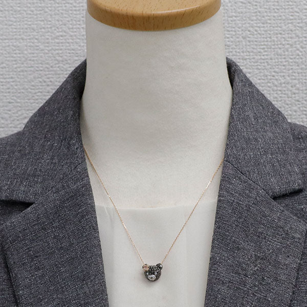 ブラックコーティング/ K18WG/PG カラーレス/ブラックダイヤモンド ピンクサファイア ペンダントネックレス 0.78ct PS0.01ct クマ