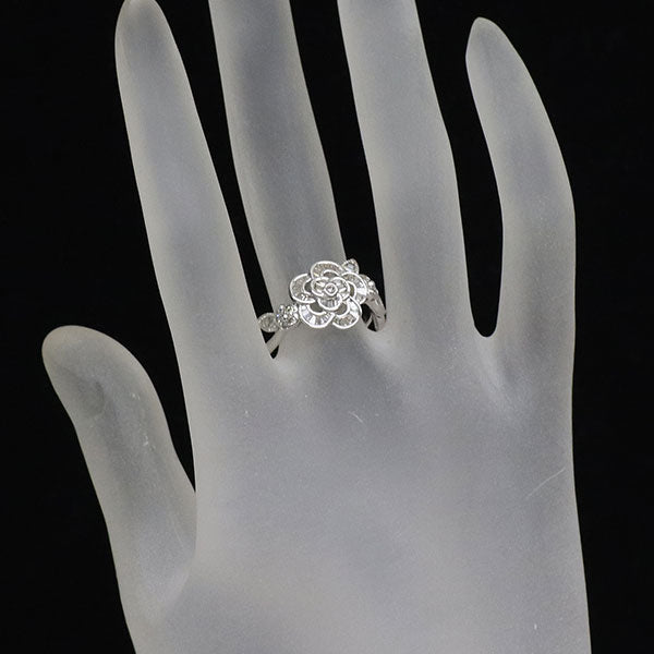 K18WG ダイヤモンド リング 0.42ct フラワー