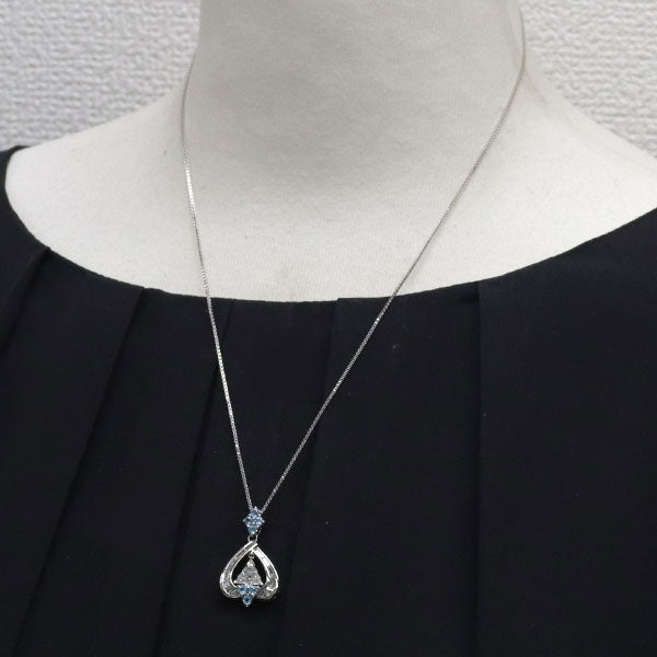 Pt ダイヤモンド ブルートパーズ ペンダントネックレス 0.828ct D1.16ct クリスマスツリー