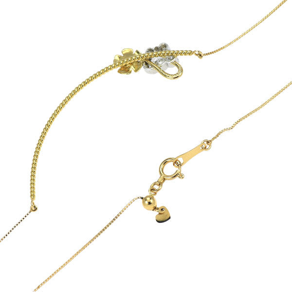 Pt900/ K18YG バタフライカット ダイヤモンド ペンダントネックレス 0.47ct