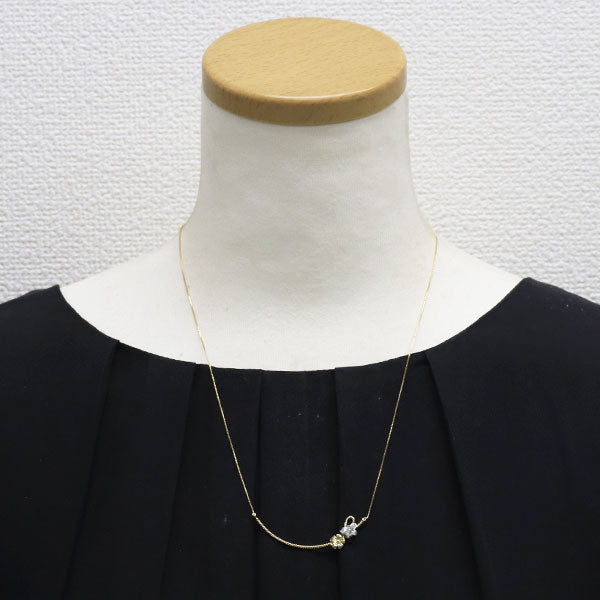 Pt900/ K18YG バタフライカット ダイヤモンド ペンダントネックレス 0.47ct