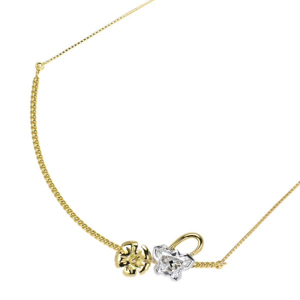 Pt900/ K18YG バタフライカット ダイヤモンド ペンダントネックレス 0.47ct