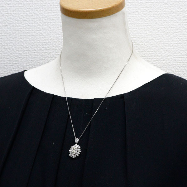 Pt900/ Pt850 オーバルカット ダイヤモンド ペンダントネックレス 1.013ct M SI1 VG/VG D1.80ct