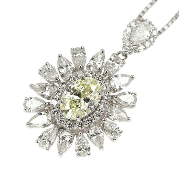 Pt900/ Pt850 オーバルカット ダイヤモンド ペンダントネックレス 1.013ct M SI1 VG/VG D1.80ct