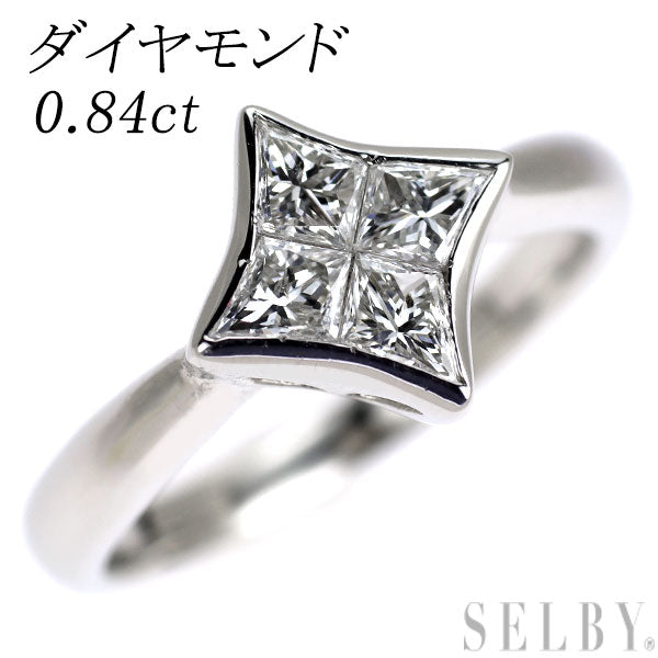 Pt900 カイトカット ダイヤモンド リング 0.84ct ミステリーセッティング