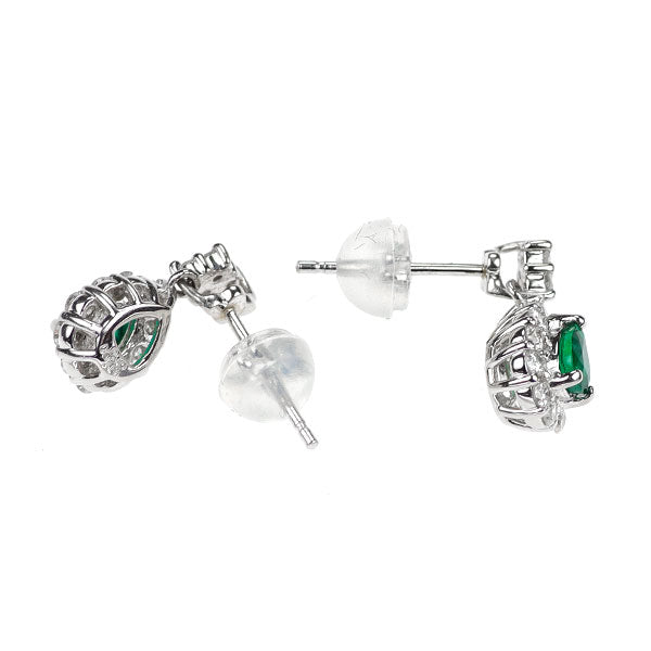 Pt900 エメラルド ダイヤモンド ピアス 0.30ct D0.38ct