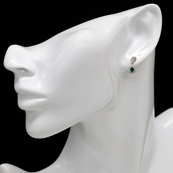 Pt900 エメラルド ダイヤモンド ピアス 0.30ct D0.38ct