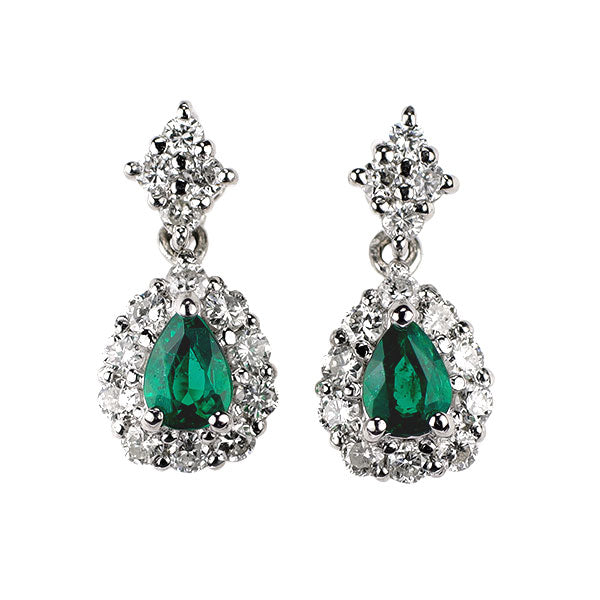 Pt900 エメラルド ダイヤモンド ピアス 0.30ct D0.38ct