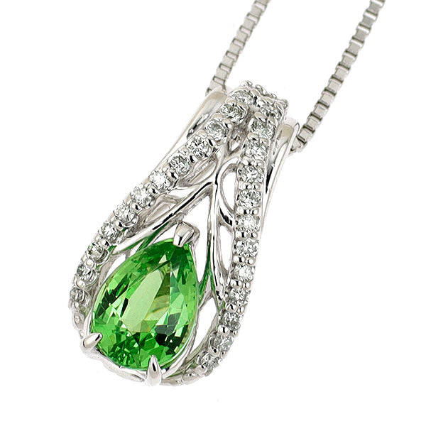 Pt ガーネット ダイヤ ペンダント ネックレス