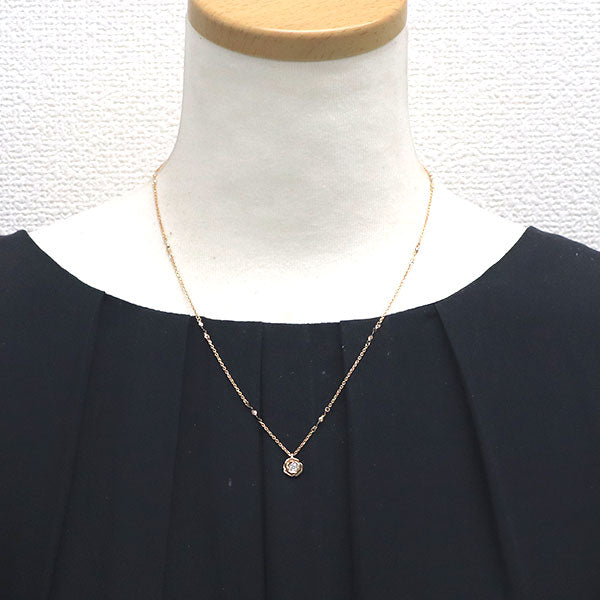 K18PG 多面カット ダイヤモンド ペンダントネックレス 0.115ct フラワー
