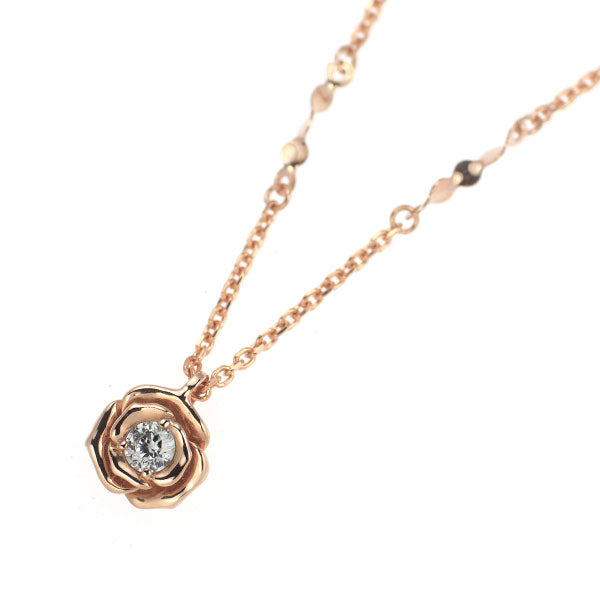 K18PG 多面カット ダイヤモンド ペンダントネックレス 0.115ct フラワー