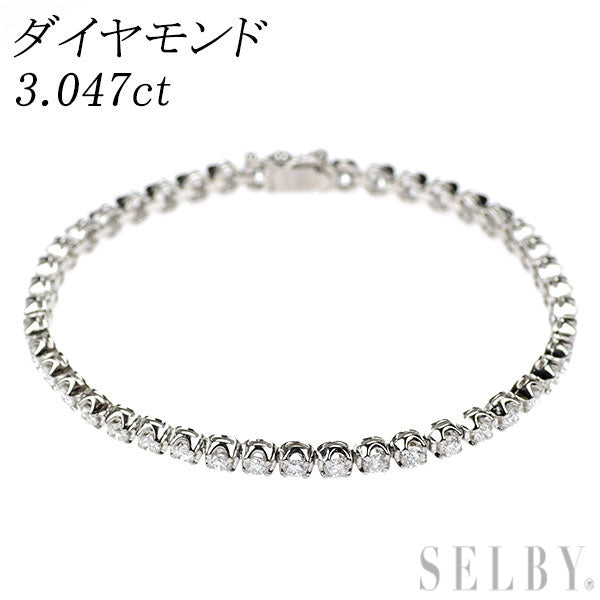Pt850 ダイヤモンド テニス ブレスレット 3.047ct