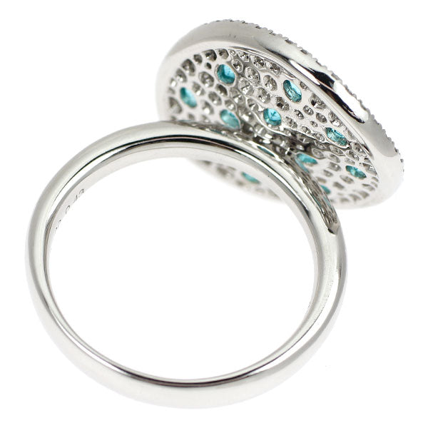 Pt900 ブラジル産 パライバトルマリン ダイヤモンド リング 0.43ct D1.00ct パヴェ