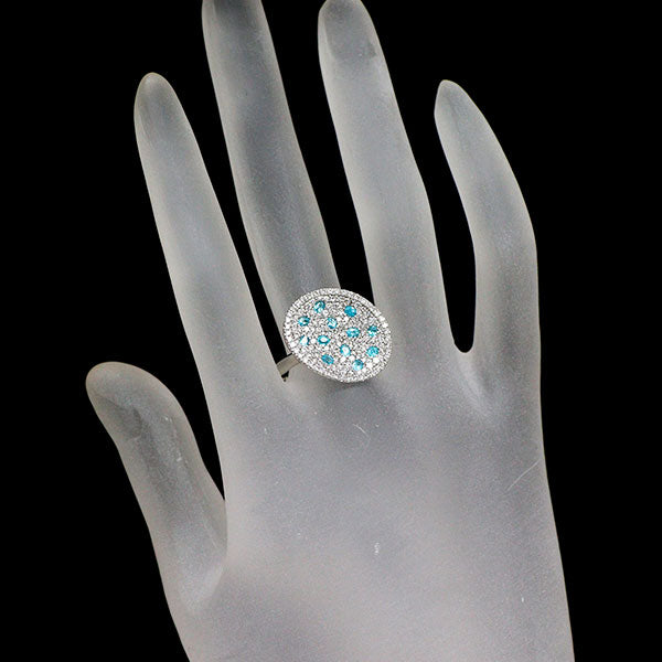 Pt900 ブラジル産 パライバトルマリン ダイヤモンド リング 0.43ct D1.00ct パヴェ