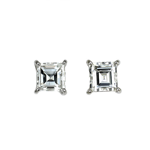 Pt900 スクエアカット ダイヤモンド ピアス 0.755ct G VS1/VS2