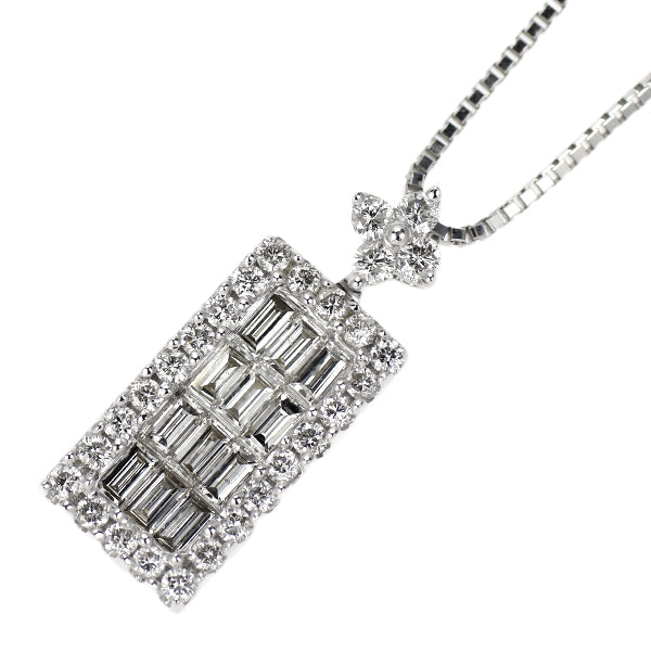 K18WG/Pt850 ダイヤモンド ペンダントネックレス 0.55ct
