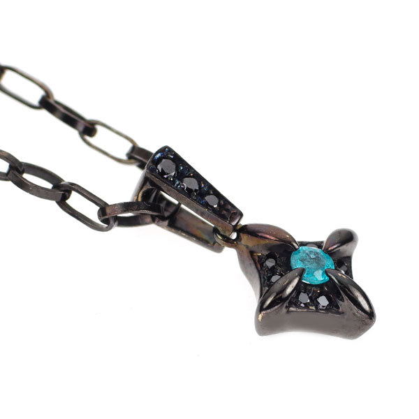 希少 Bijoude/ビジュード ブラックコーティング/K18WG パライバ トルマリン ブラックダイヤモンド ペンダントネックレス 0.10ct D0.07ct