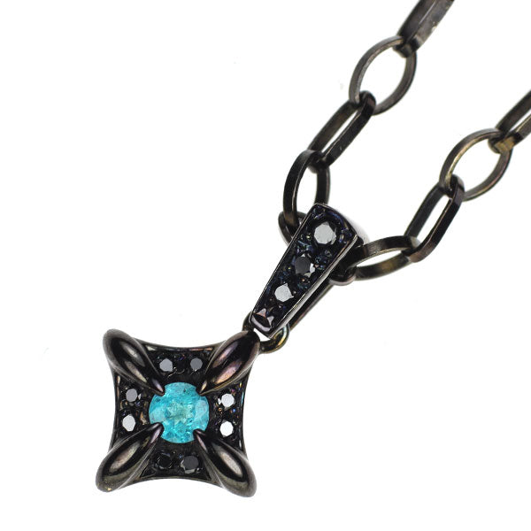 希少 Bijoude/ビジュード ブラックコーティング/K18WG パライバ トルマリン ブラックダイヤモンド ペンダントネックレス 0.10ct D0.07ct