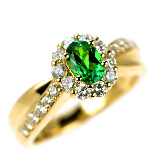 ギラロッシュ K18YG グロッシュラーライト ガーネット ダイヤモンド リング 0.54ct D0.51ct