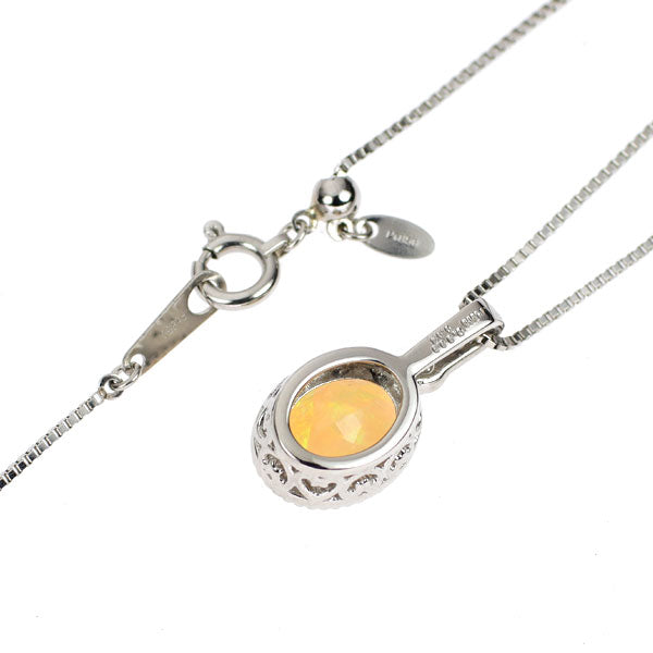 Pt900/ Pt850 ファセットカット オパール ダイヤモンド ペンダントネックレス 0.983ct D0.04ct