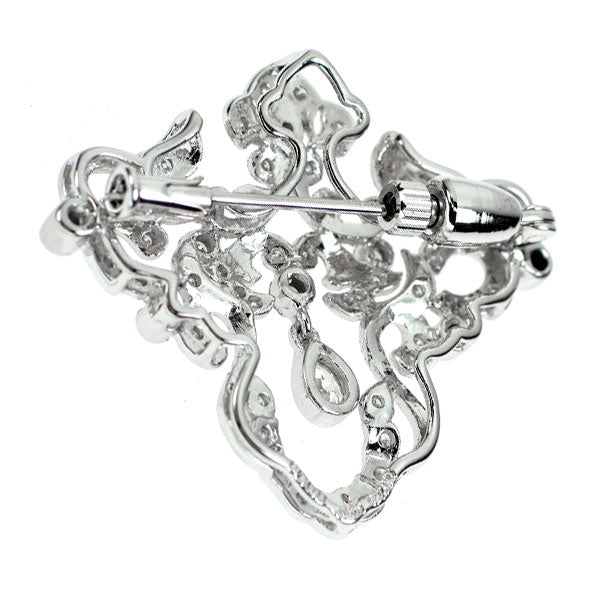 Pt900 ペアシェイプ ダイヤモンド ブローチ兼ペンダントトップ 0.143ct D0.45ct アンティークレース