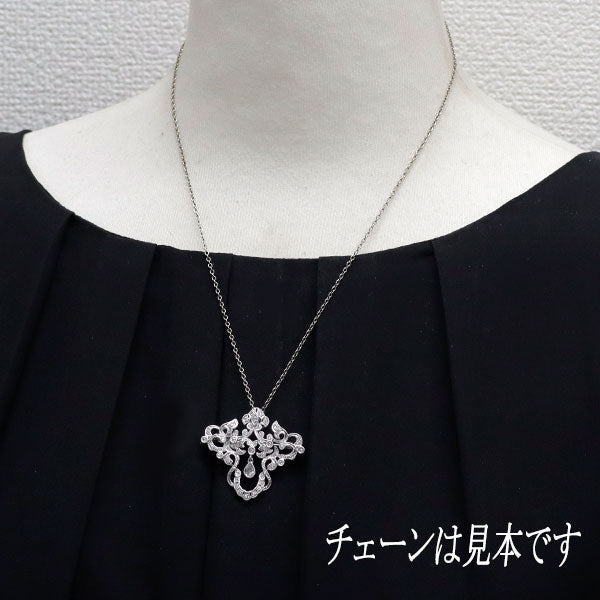 Pt900 ペアシェイプ ダイヤモンド ブローチ兼ペンダントトップ 0.143ct D0.45ct アンティークレース