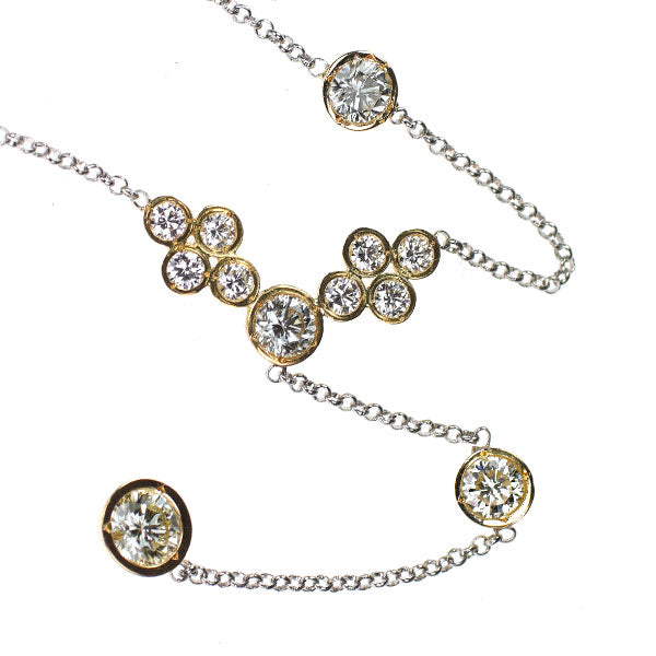 Pt850/K18YG ダイヤモンド ペンダントネックレス 2.00ct  Yデザイン