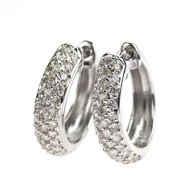 Pt900 ダイヤモンド ピアス 1.00ct フープ  パヴェ