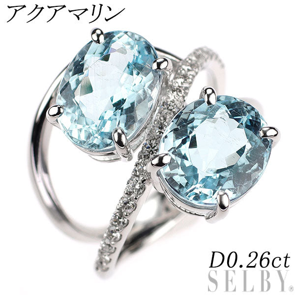 Pt900 アクアマリン ダイヤモンド リング D0.26ct — セルビー  