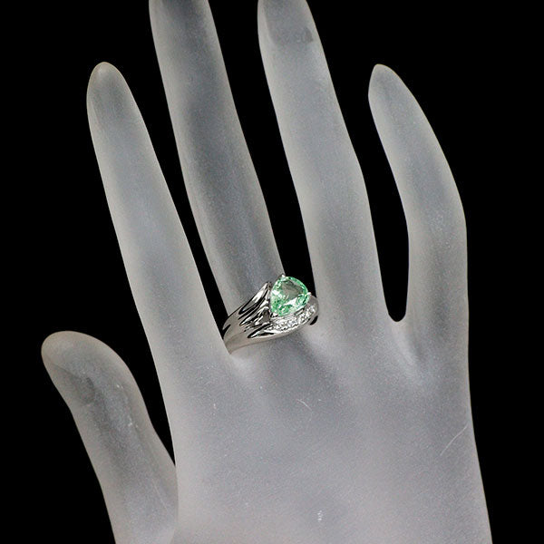Pt900 ミントガーネット ダイヤモンド リング 1.76ct D0.07ct