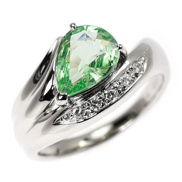 Pt900 ミントガーネット ダイヤモンド リング 1.76ct D0.07ct