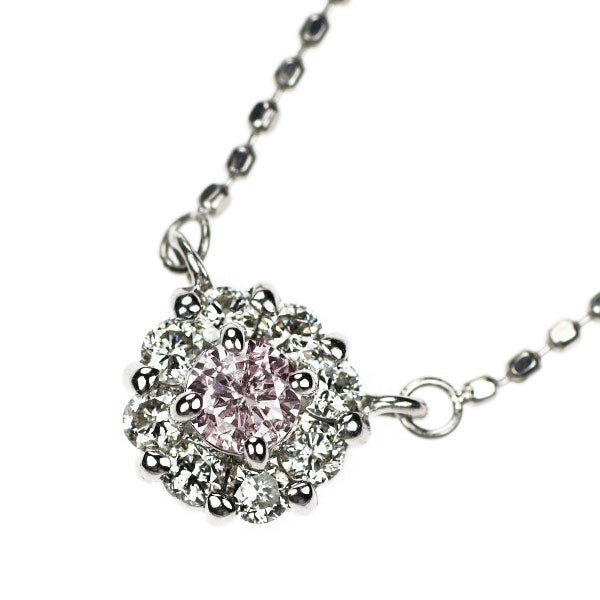 Pt900/Pt850 天然ピンクダイヤモンド ペンダントネックレス 0.085ct D0.15ct