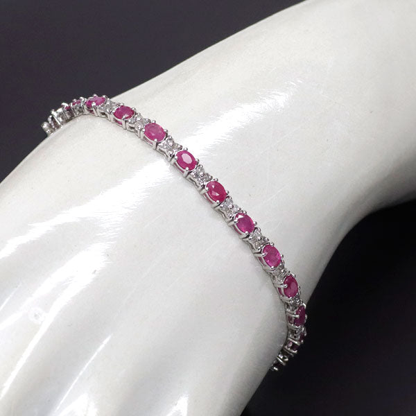 K18WG ルビー ダイヤモンド ブレスレット 6.00ct D1.00ct