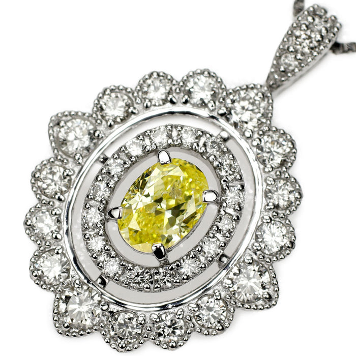 Pt950/ Pt850 天然イエロー ダイヤモンド ペンダントネックレス 0.625ct FIY I1 D0.84ct