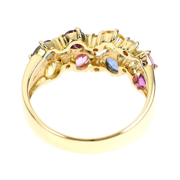 K18YG カラーサファイア ダイヤモンド リング 1.72ct D0.12ct