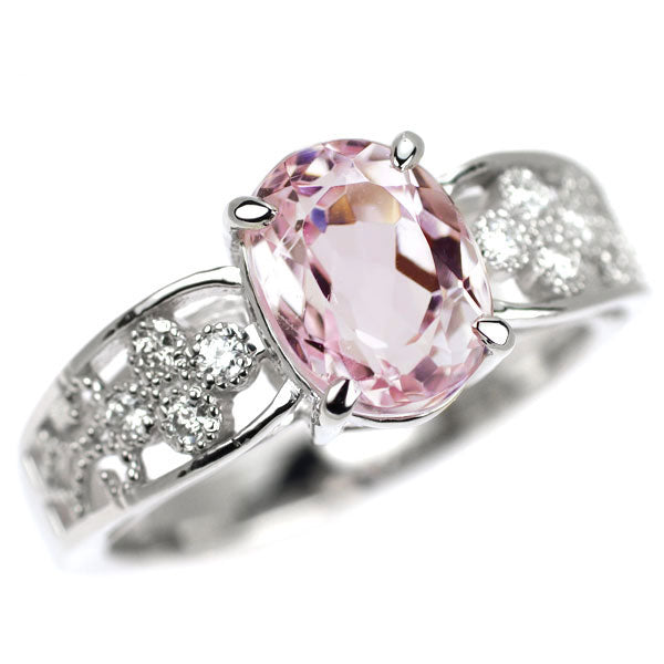 Pt900 クンツァイト ダイヤモンド リング 2.36ct D0.10ct