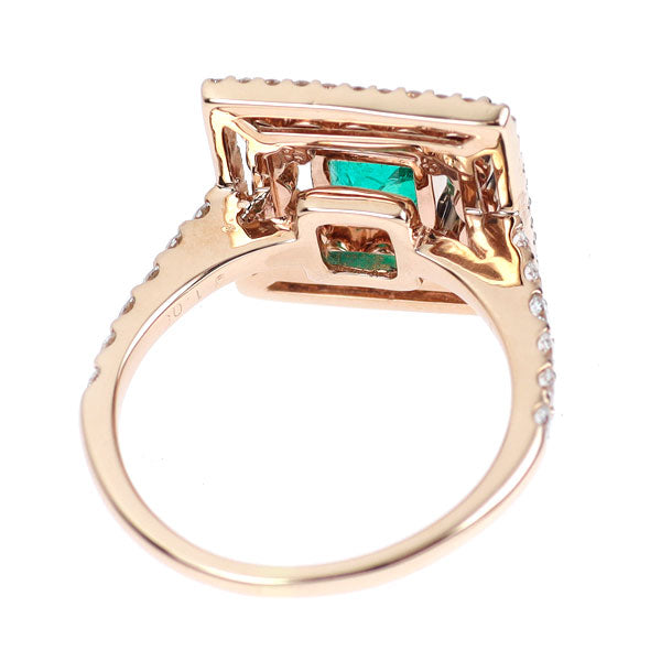 K18PG エメラルド ダイヤモンド リング 0.93ct D1.05ct