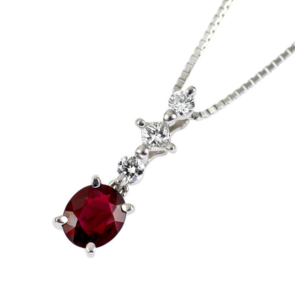 Pt ルビー ダイヤモンド ペンダントネックレス 0.50ct D0.11ct