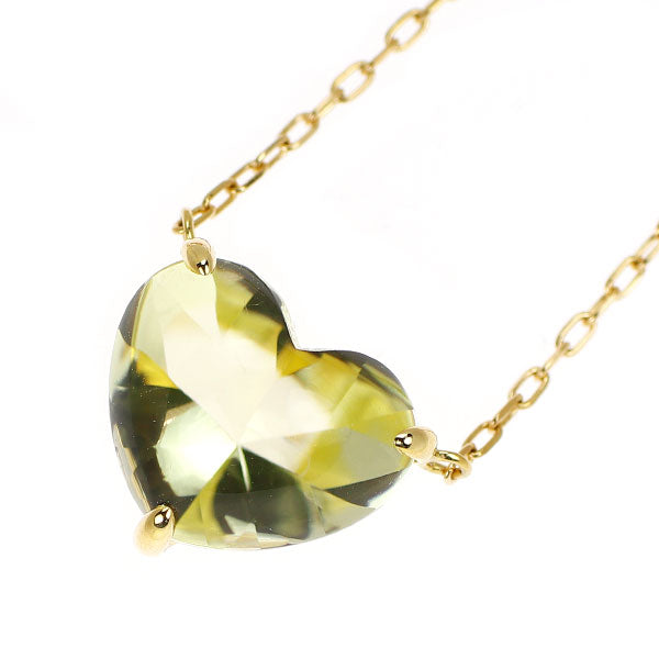 K18YG ハートシェイプ クオーツ ペンダントネックレス 3.54ct