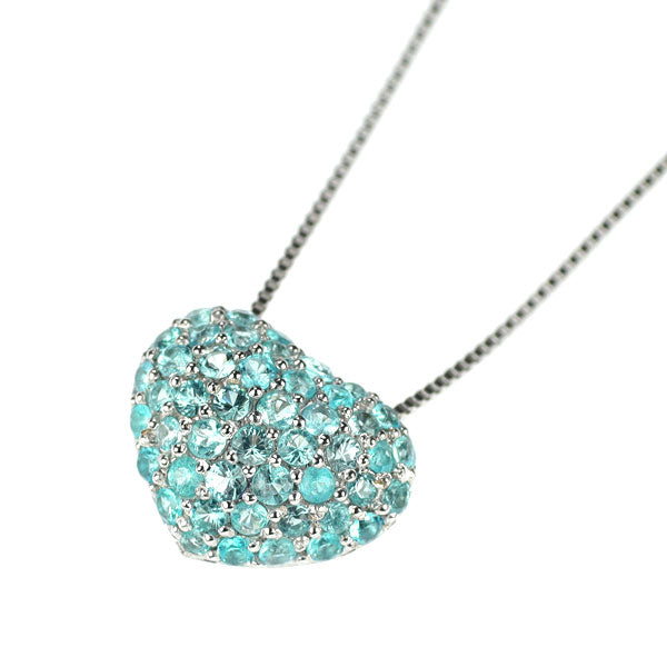 K18WG/ Pt950 パライバトルマリン ペンダントネックレス 0.45ct ハート